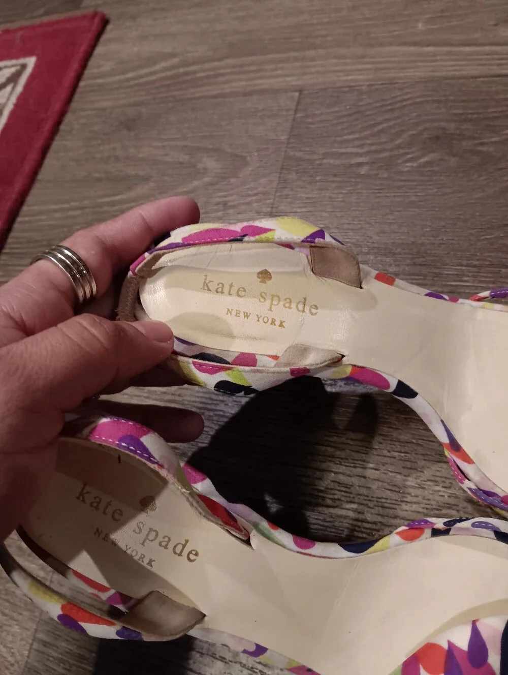 kate spade Multicolor Teardrop Print Slingback Heels with Bow